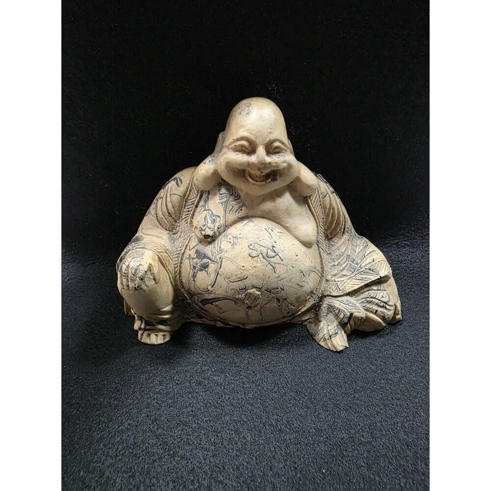 Vintage Japanese Hotei (Laughing Buddha) with inticate ink veining